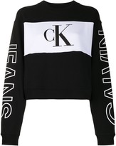 Thumbnail for your product : Calvin Klein Jeans Colour-Block Cropped Sweatshirt