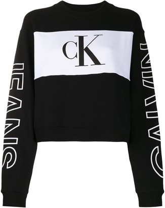 Calvin Klein Jeans Colour-Block Cropped Sweatshirt
