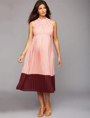A Pea in the Pod Pleated Halter Maternity Dress