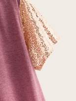 Thumbnail for your product : Shein Sequin Sleeve T-shirt Dress