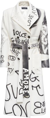 Dolce & Gabbana Logo Graffiti Coat