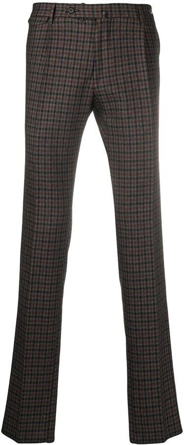 slim leg checked trousers