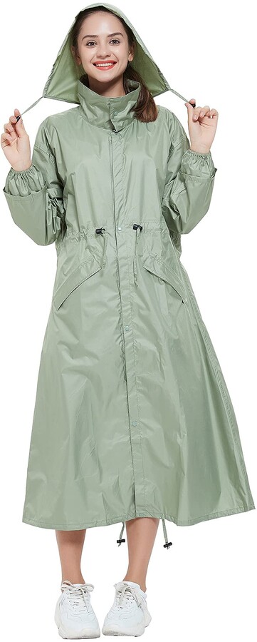 full length women's raincoat with hood