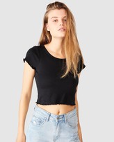 Thumbnail for your product : Cotton On Women's Black Basic T-Shirts - Turnback Short Sleeve Top - Size S at The Iconic