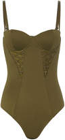 Thumbnail for your product : Fleur Du Mal Lace-Up Detail Bodysuit Emerald P