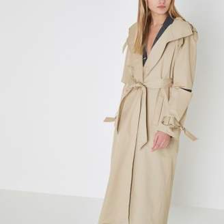 River Island Womens Beige deconstructed sleeve long trench coat