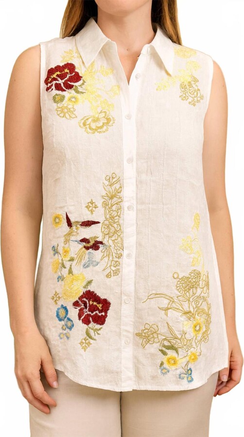 Paparazzi Yarn Dye Stripe Sleeveless Shirt In White