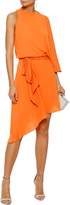 Thumbnail for your product : Halston Asymmetric Draped Crepe De Chine Mini Dress