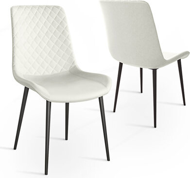 Latitude Run Set Of 2 Dining Chair With Metal Legs Chequer Upholstered Armless Chair