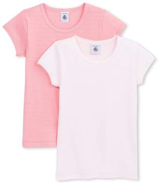 Petit Bateau Set of 2 girls plain short-sleeved t-shirts
