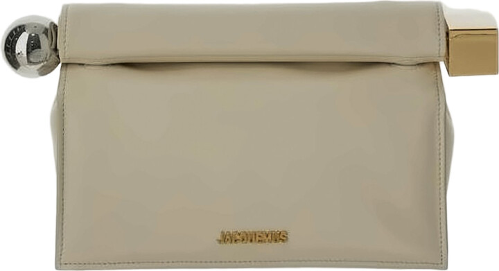 Jacquemus Rectangular Leather Clutch with Sculptural Closure