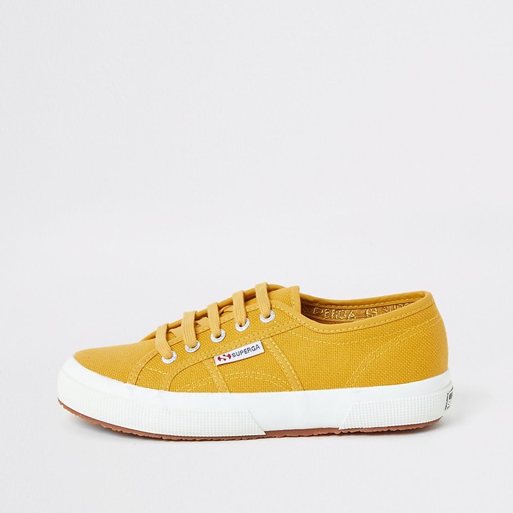 River Island Superga yellow lace-up canvas trainers - ShopStyle Shoes