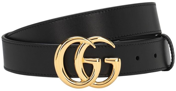 minimum til eksil stakåndet Gucci 3cm Gg Leather Belt - ShopStyle