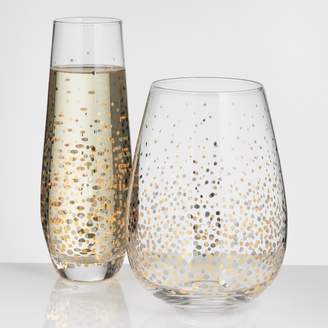 Metallic Confetti Stemless Champagne Flutes Set of 4