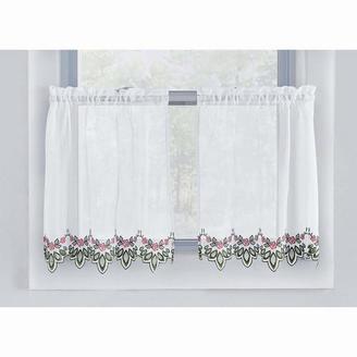 WholeHome CLASSIC 'Cameo Rose' Embroidered Sheer Kitchen Tier Curtain Set