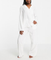 Thumbnail for your product : NIGHT ruffle trim cotton pyjama set in white