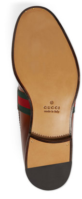 Gucci Strand Leather Loafer w/Web, Cognac