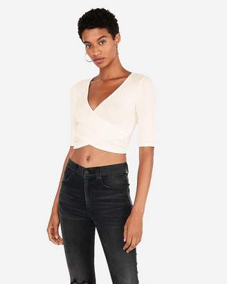 Express One Eleven Surplice Cropped Top