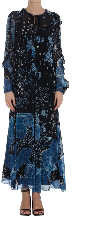 Red Valentino Oriental Toile De Jouy Printed Dress Shopstyle