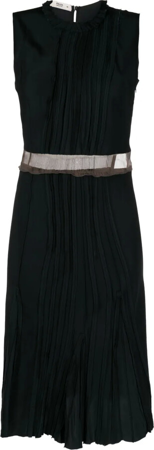 Prada Pre-Owned Pleated Sleeveless Silk Dress