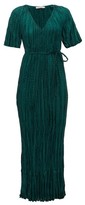 Thumbnail for your product : Mes Demoiselles Twinkie Crinkled Silk-satin Maxi Dress - Green
