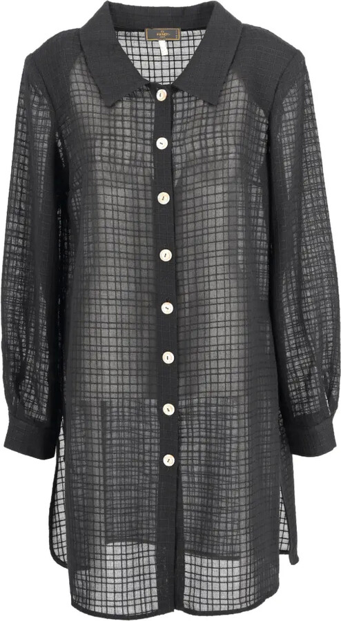 Fendi Pre-Owned Check-Pattern Wool Shirt