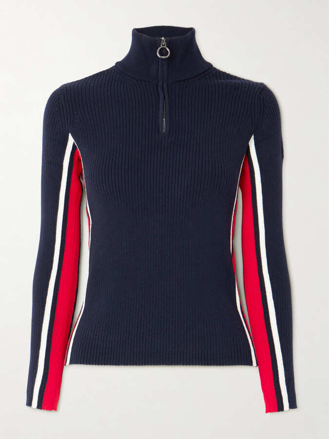 Fusalp Deltanao Striped Ribbed-knit Half-zip Sweater - Blue