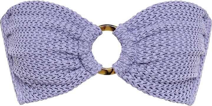 Montce Swim Purple Lavender Crochet Tori Ties Bandeau Bikini Top