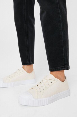 Nasty Gal Womens Canvas Ribbed Sole Lace Up Sneakers