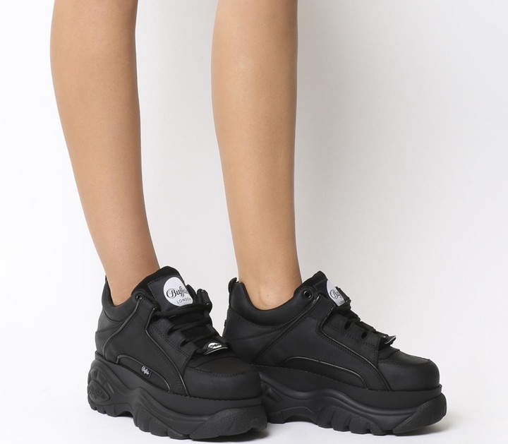 buffalo london classic lowtop platform trainers in black