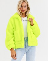 Thumbnail for your product : Brave Soul tallie jacket in neon borg