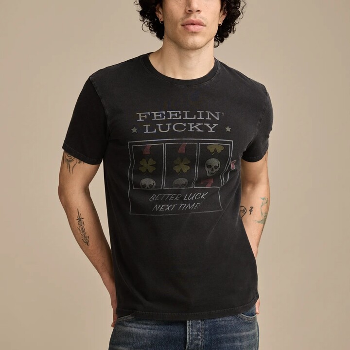 Lucky Brand Feelin Lucky Slot Machine Tee - Men's Clothing Tops Shirts Tee Graphic T Shirts in Moonless Night