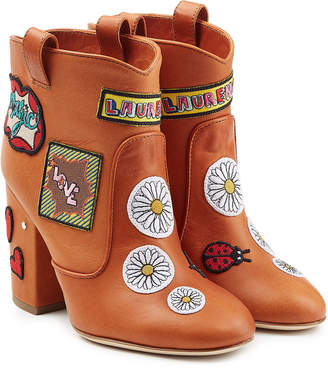 Laurence Dacade Leather Ankle Boots with Logo Patches