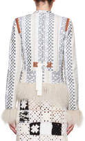 Thumbnail for your product : Altuzarra Avenue Mixed-Media Jacquard Jacket with Leather Patches & Fur Trim