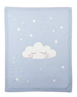 Mamas and Papas Knitted Blanket, Diagonal Blue, Nursery Bedding, Pram/Pushchair/Buggy Blanket