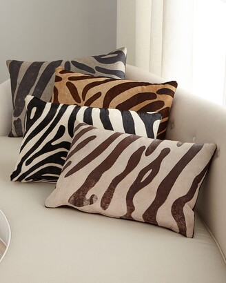 Massoud Hair Hide Zebra Pillow, 23" x 15"