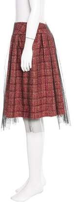 Oscar de la Renta Tweed Pleated Skirt