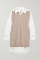 Thumbnail for your product : Maison Margiela Ribbed Wool And Cotton-poplin Shirt Dress