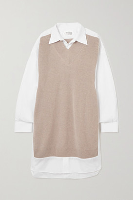 Maison Margiela Ribbed Wool And Cotton-poplin Shirt Dress