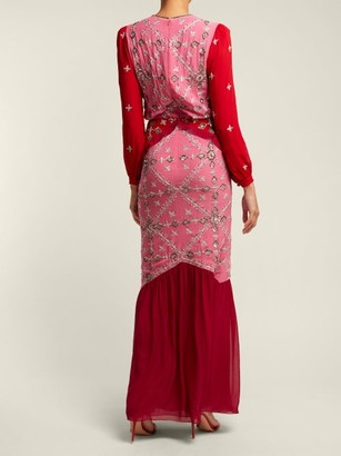 Saloni Isa Sequinned Silk-georgette Dress - Pink Multi