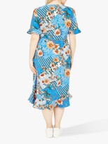 Thumbnail for your product : Yumi Curves Patchwork Ruffle Hem Wrap Dress, Blue/Multi