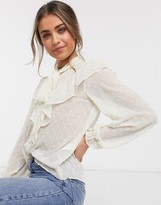Thumbnail for your product : New Look pussy-bow blouse in white