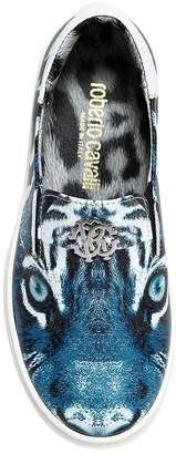 Roberto Cavalli Tiger Nappa Leather Slip-On Sneakers