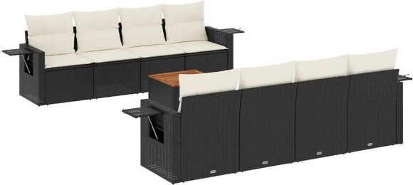 VidaXL vidaXLGardenSofaSetBlackPErattan9PieceSetAdjustableFeet