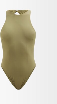 Haight High-neck Cut-out Back Swimsuit - Khaki