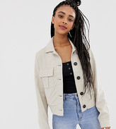 Thumbnail for your product : New Look cropped utility jacket in linen