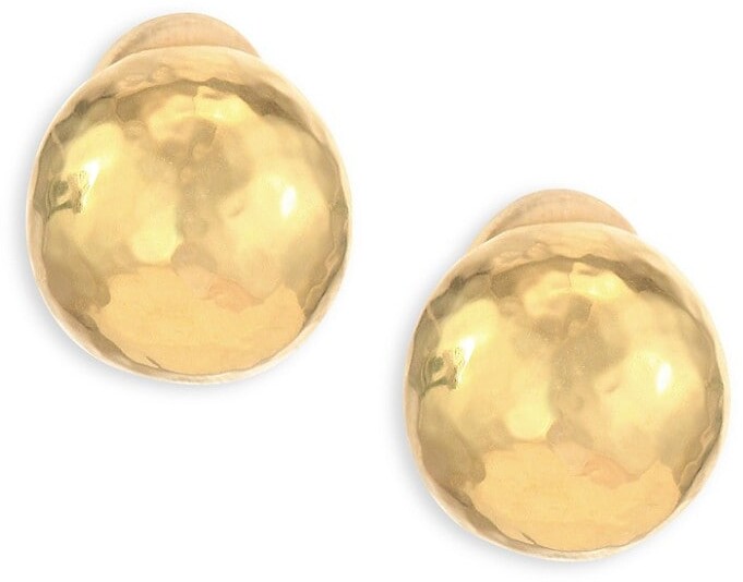 Ippolita Classico Medium 18K Yellow Gold Hammered Pinball ClipOn