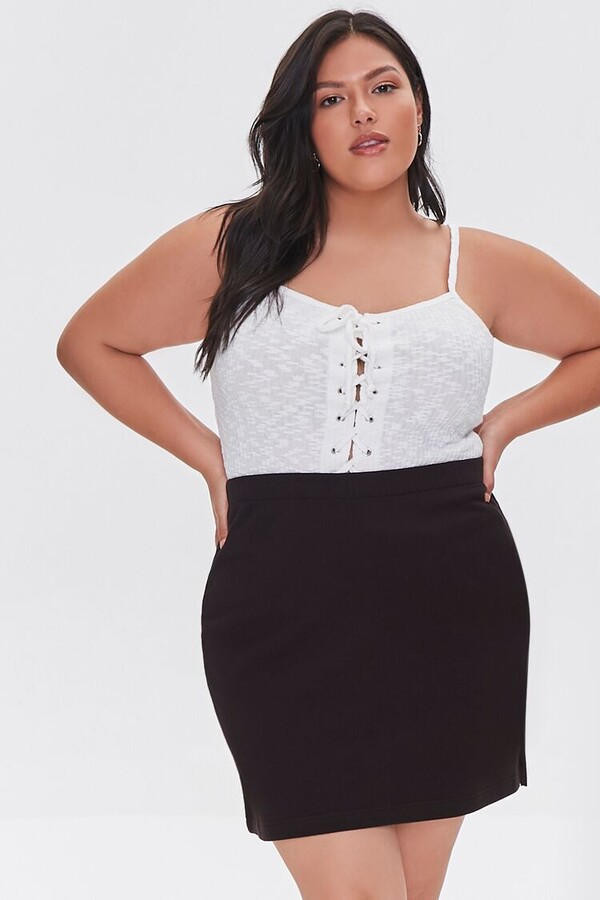 plus size black mini skirts