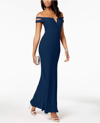 Xscape Evenings Cold-Shoulder Gown in Missy and Petite Sizes