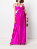Thumbnail for your product : Alexandre Vauthier Halterneck Flared Maxi Silk Dress